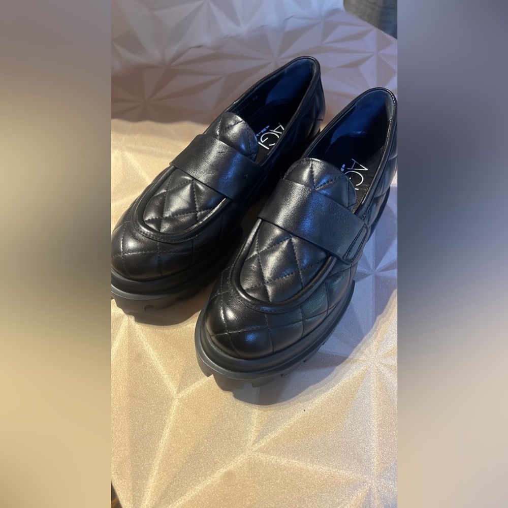Nwt Agl Made In Italy Black Quilted Loafers